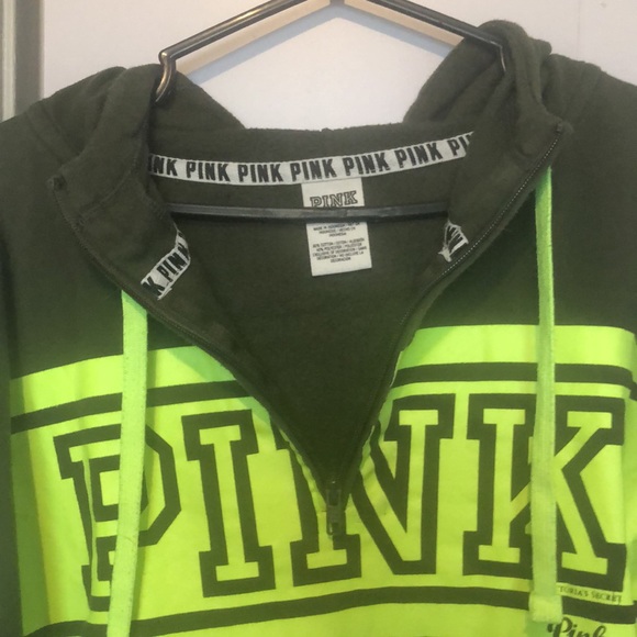 Dark green and neon green pink Victoria secret hoodie - Picture 3 of 3